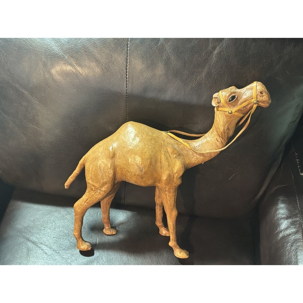 Vintage Camel Leather Wrapped Sculpture 14" X 14"